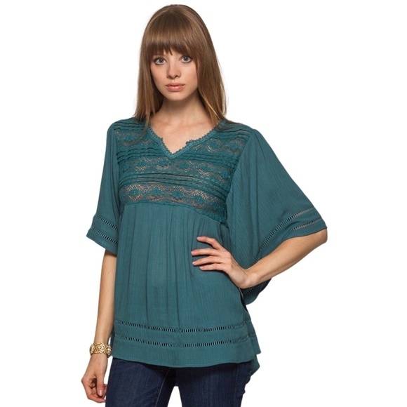 Boho Lace and Crochet Trim Top - Picture 1 of 6